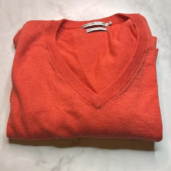 Peter Millar Cashmere Blend Coral V-Neck Sweater Sea Island - Picture 4 of 4